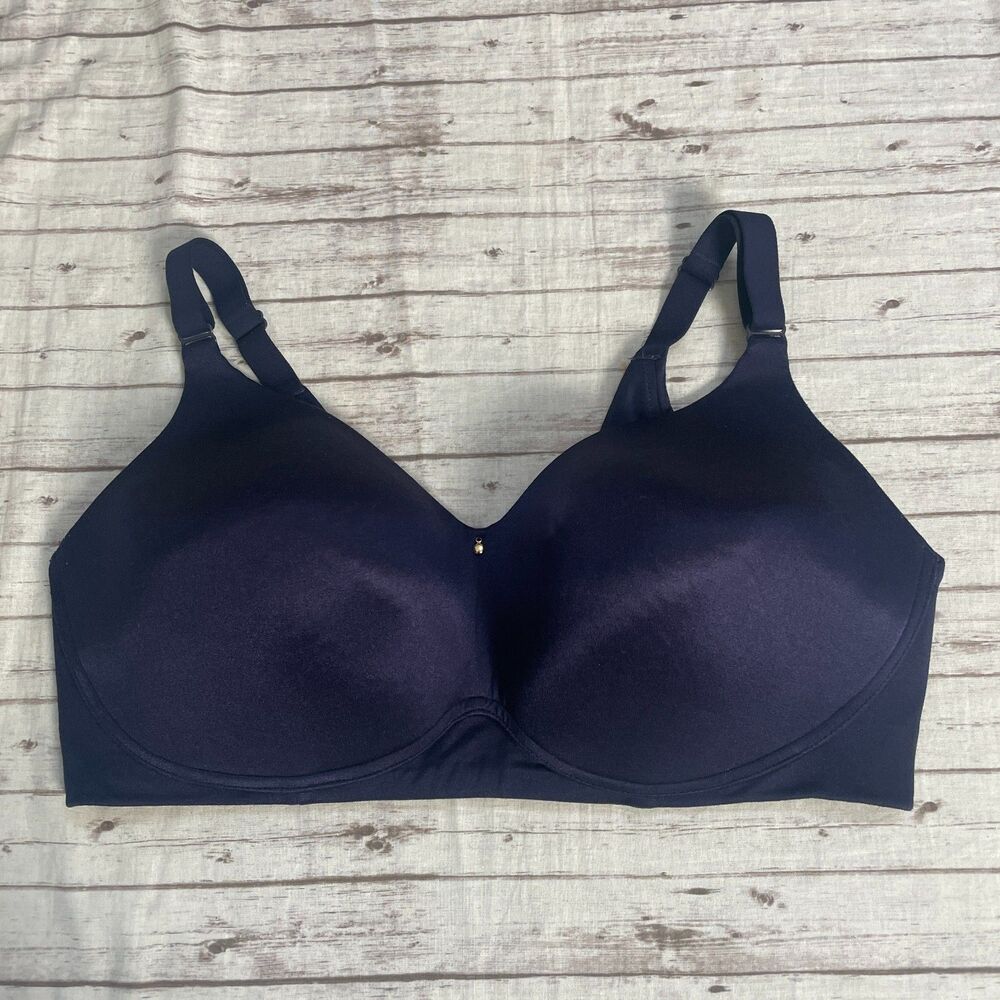 Cacique Lightly Lined Full Coverage No Wire Bra Womens Size 38F Blue Stretch